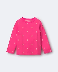 Toddler Girl Long-Sleeve Relaxed Tee Polka Dot Print - Pink