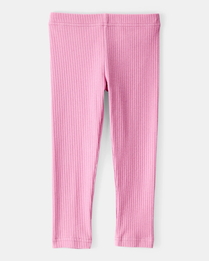 Toddler Girl Cotton Rib Pull-On Stretch Leggings - Purple