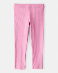 Toddler Girl Cotton Rib Pull-On Stretch Leggings - Purple