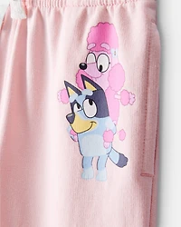 Toddler Girl Bluey French Terry Drawstring Joggers - Pink
