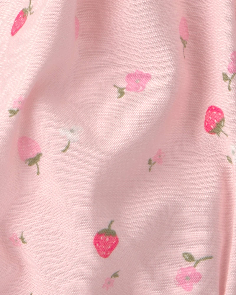 Baby Girl Strawberry Bubble Sleeveless Romper - Pink