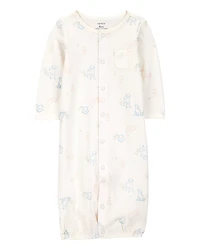 Baby Girl 3-Piece Puppy Converter Gown & Cap Set - Ivory