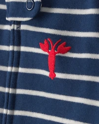 Baby Boy Lobster 2-Way Zip 100% Cotton Sleeper - Blue