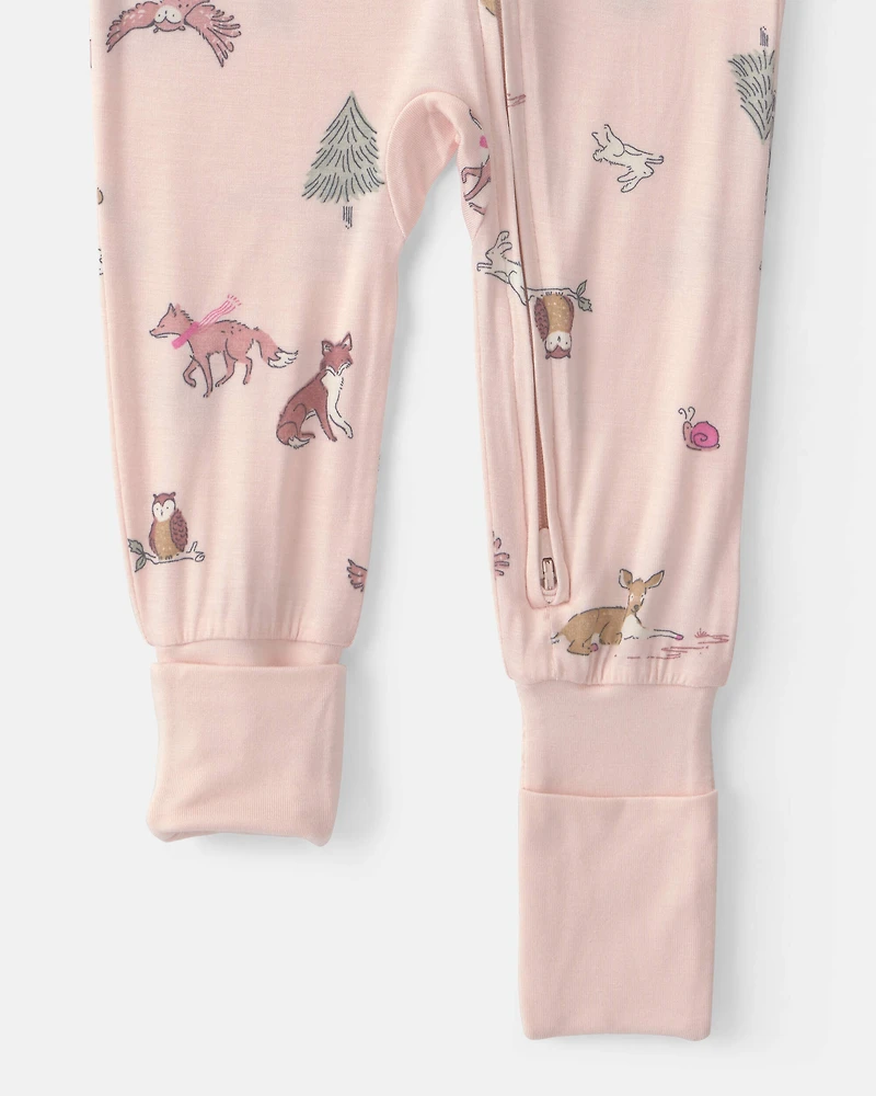Baby Girl 1-Piece Woodland PurelySoft™ Snug Fit Pyjama - Pink