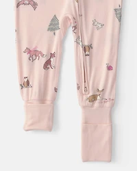 Baby Girl 1-Piece Woodland PurelySoft™ Snug Fit Pyjama - Pink