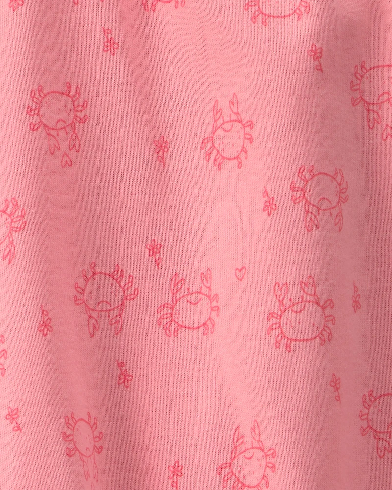 Baby Girl Crab Sleeveless Romper - Pink