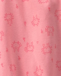 Baby Girl Crab Sleeveless Romper - Pink