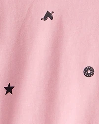 Girls Icon Print Long-Sleeve Top - Pink