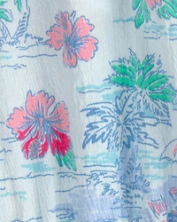 Girls Tropical Crinkle Tank Top - Blue