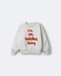 Toddler 'I'm On Time'  Dolman-Sleeve Sweatshirt - Heather Grey