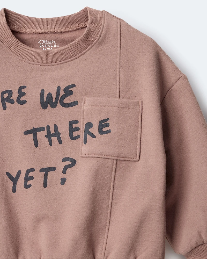 Toddler Neutral Are We There Yet' Pullover Sweatshirt - Mocha Brown