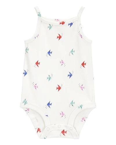 Baby Fish Print Sleeveless Bodysuit
