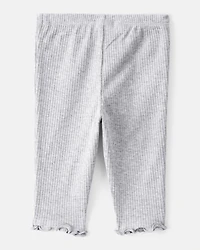 Baby Girl Knit Pull-On Pants - Grey