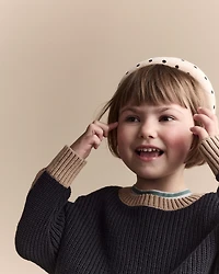 Toddler Girl Velvety Polka Dot Padded Headband - Khaki/Black