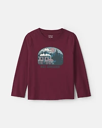 Toddler Boy 'All Aboard' Train Long-Sleeve Graphic Tee - Burgundy