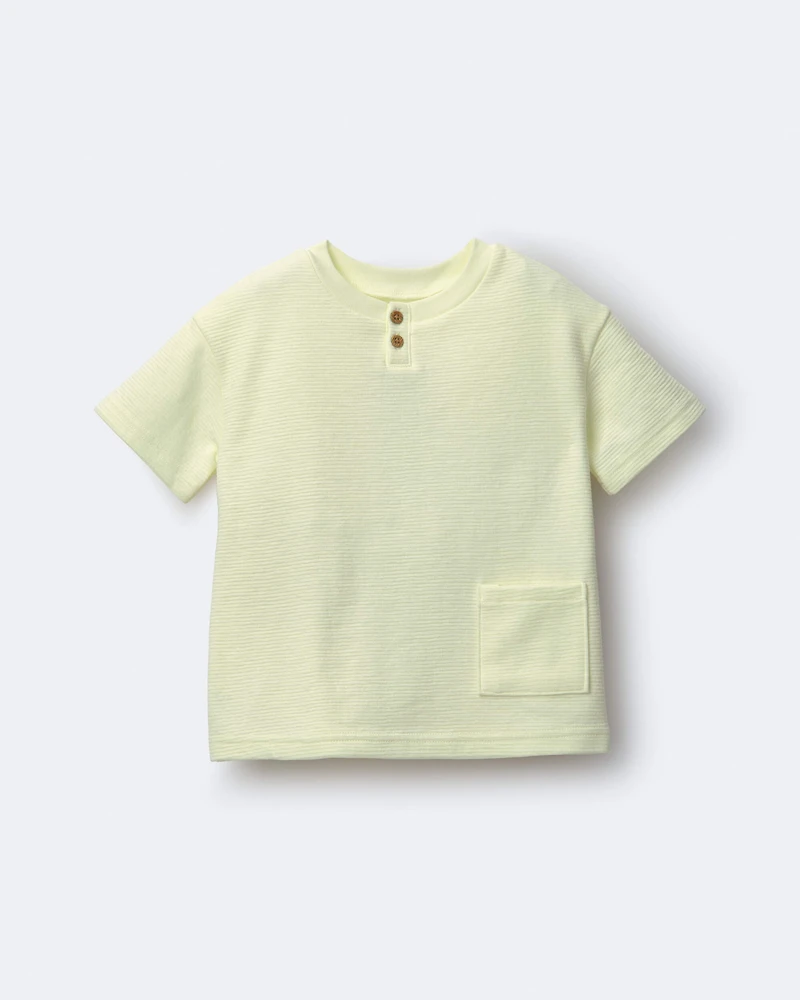 Toddler Boy Henley Tee with Pocket - Yellow