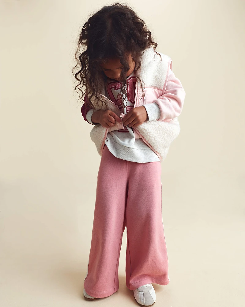 Girls Toddler Girl French Terry Wide-Leg Pants - Pink