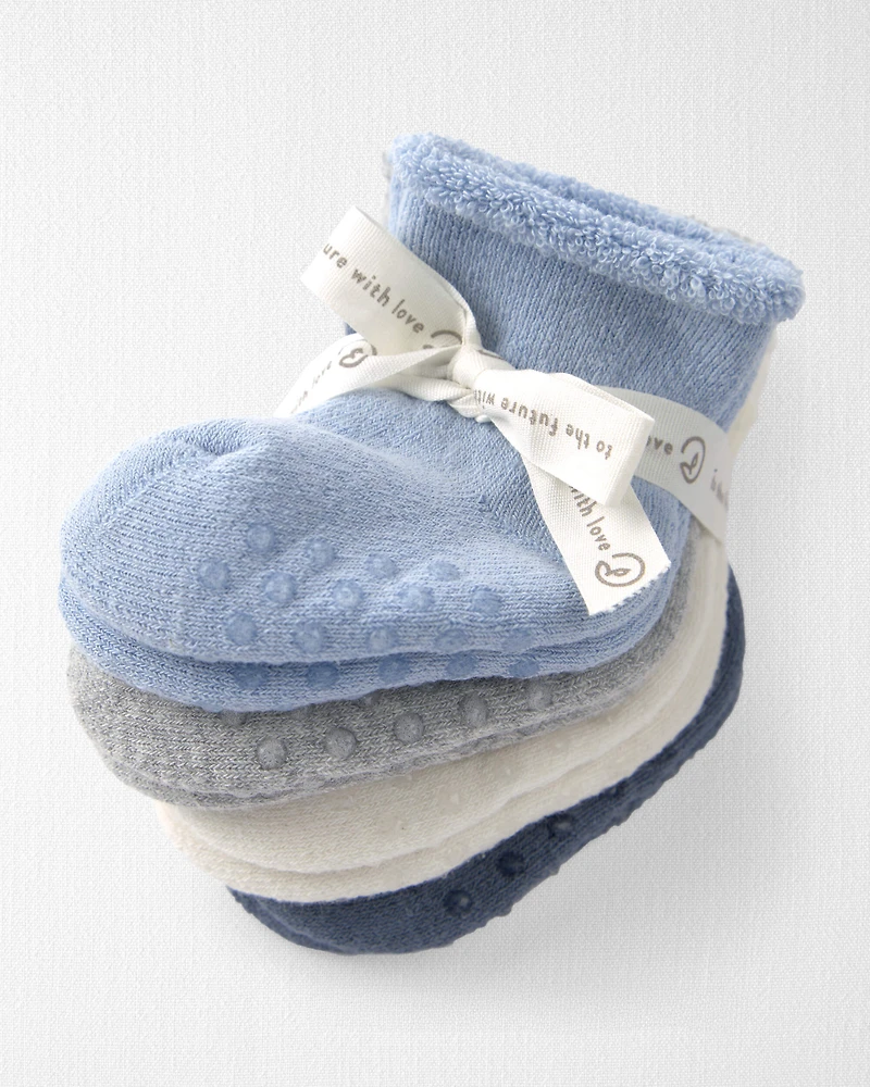 Baby Boy 4-Pack Slip Resistant Socks  Made with Organic Cotton