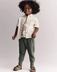 Toddler Boy Button-Down Short Sleeve Shirt - Cream