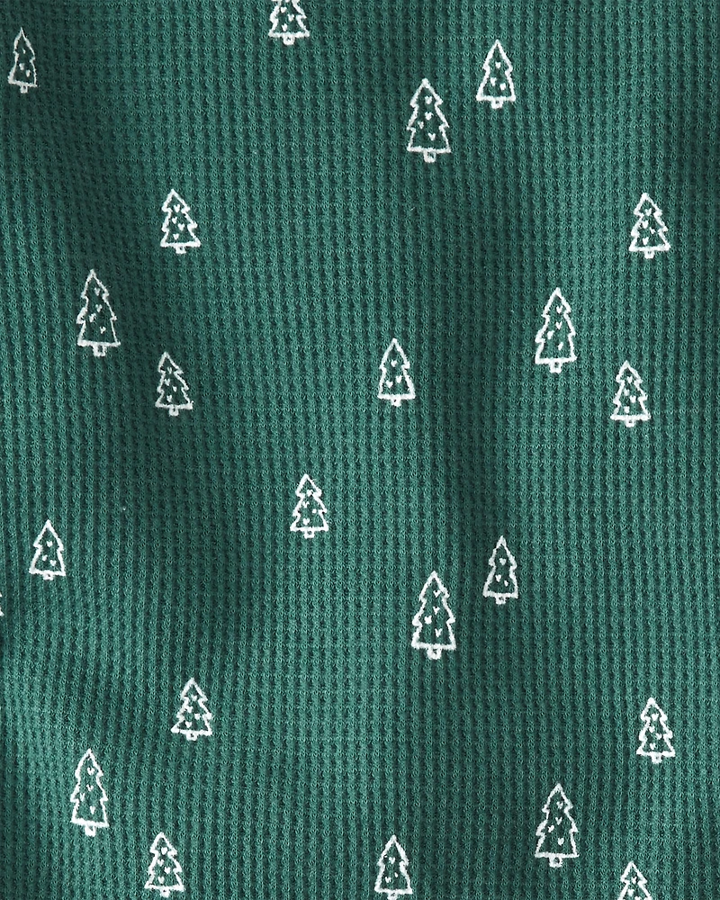 Adult Christmas Tree Print Waffle Knit Pyjamas Made with Organic Cotton