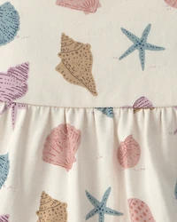 Baby Girl Organic Cotton Tiered Dress Seashells