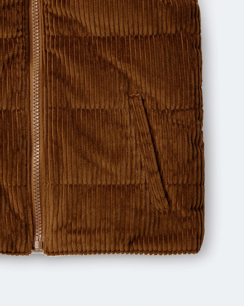 Toddler Zip-Up Corduroy Puffer Vest - Cinnamon