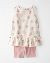 Toddler Girl 2-Piece Set Made with Organic Cotton Strawberry Print