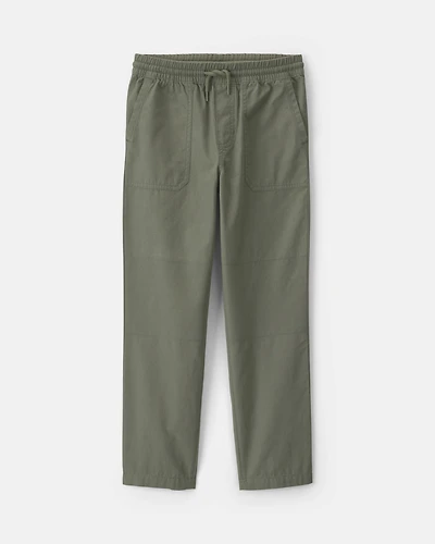 Boys Pull-On Canvas Pants - Olive Green