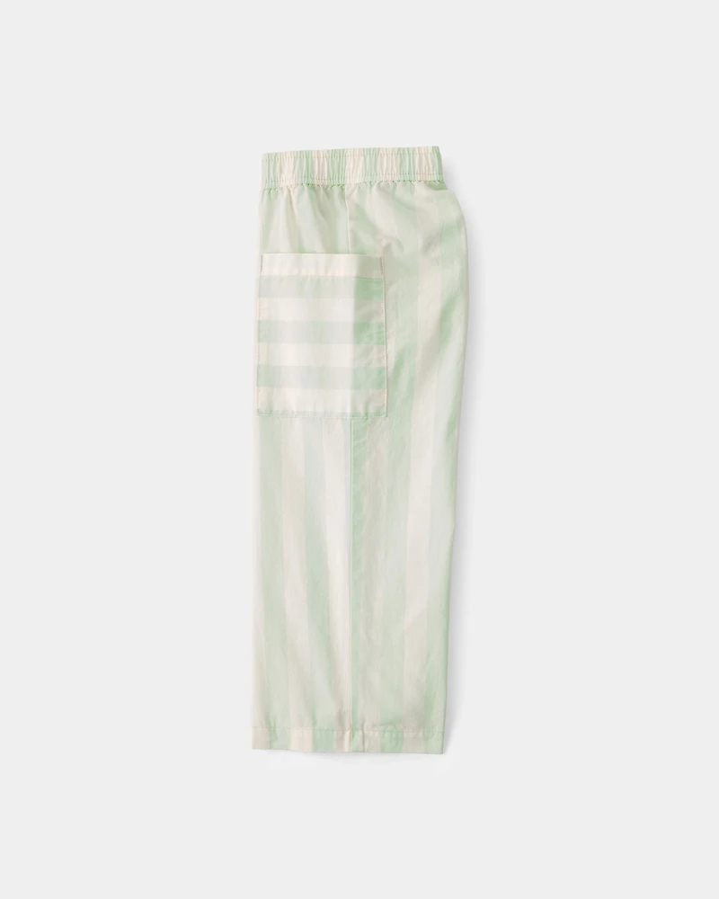Toddler Girl Striped Pants - Green/Ivory
