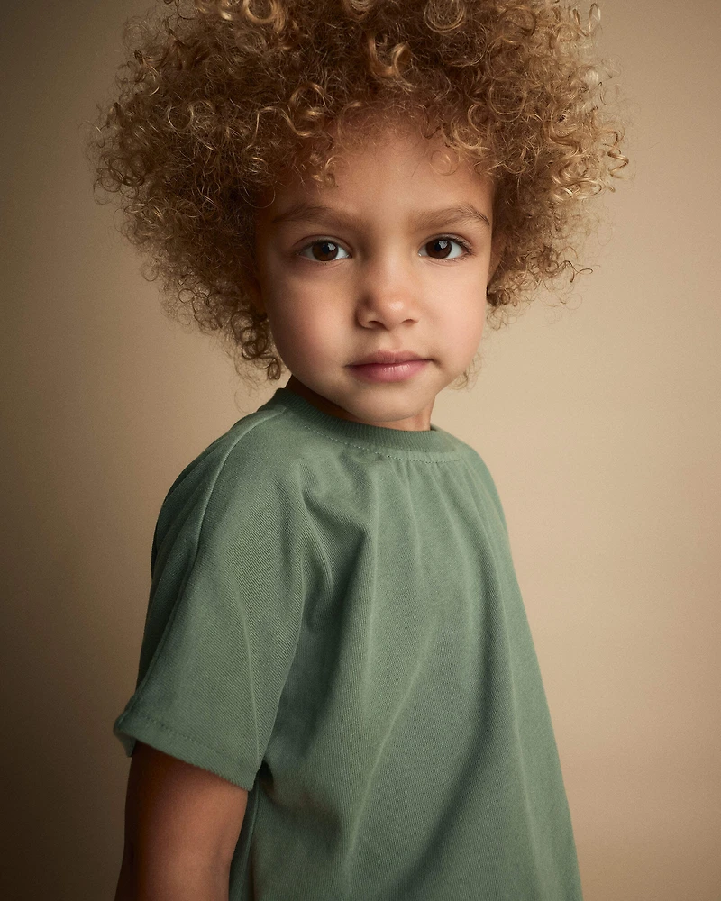 Toddler Girl Cinched-Waist Top - Olive