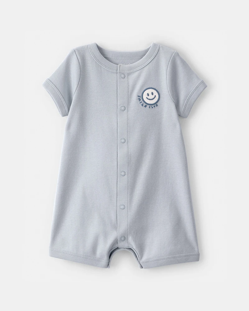 Baby Smile Club' Short-Sleeve Romper - Blue