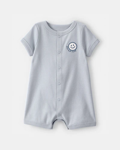 Baby Smile Club' Short-Sleeve Romper - Blue
