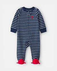 Baby Boy Lobster 2-Way Zip 100% Cotton Sleeper - Blue