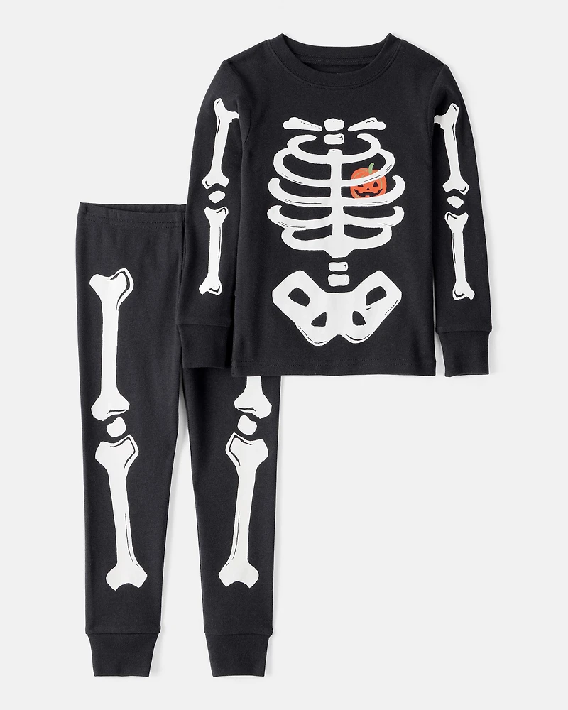 Toddler 2-Piece Glow Halloween Skeleton 100% Snug Fit Cotton Pyjamas