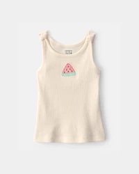 Toddler Girl Watermelon Ribbed Tank Top - Cream