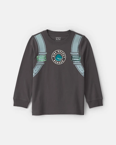 Toddler Boy Dino Jet Pack Long-Sleeve Graphic Tee - Grey