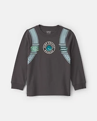 Toddler Boy Dino Jet Pack Long-Sleeve Graphic Tee - Grey