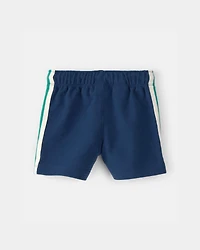 Baby Boy Striped French Terry Shorts - Blue/Green