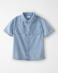 Boys Organic Cotton Chambray Button-Down Top
