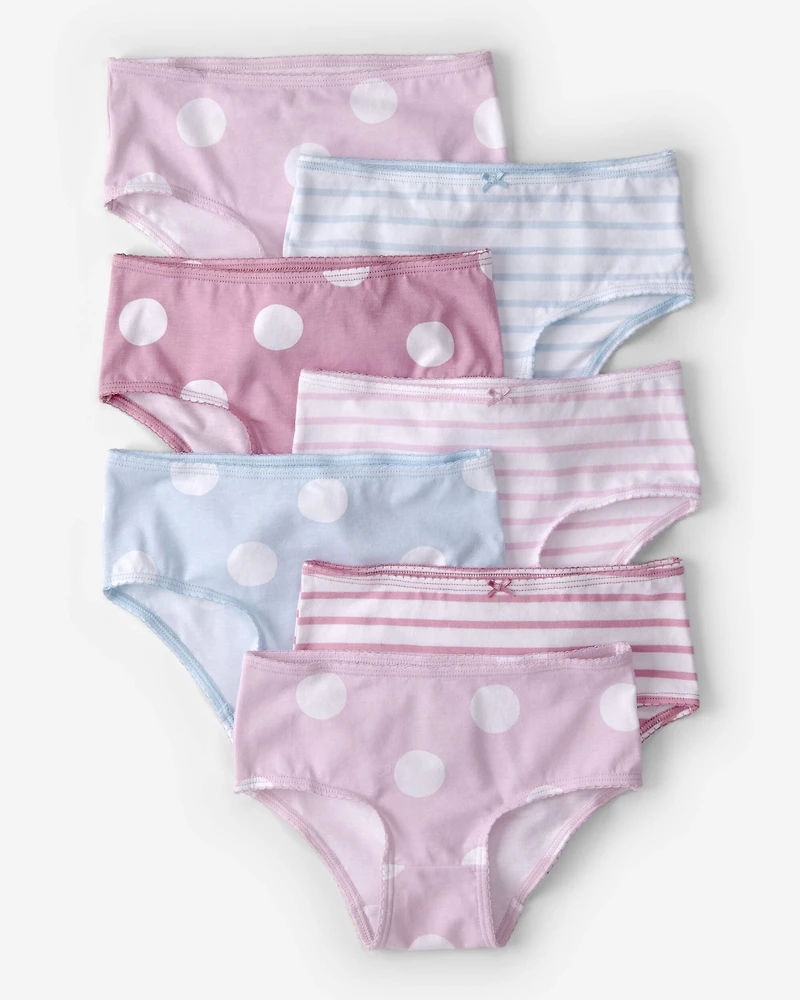 Girls 7-Pack Dots and Stripe Brief Underwear