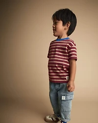 Toddler Boy Relaxed Tee Stripes - Burgundy