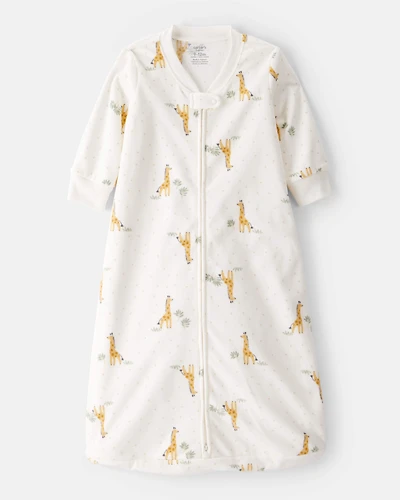 Baby Giraffe Print Long-Sleeve Wearable Blanket - White