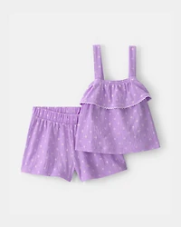 Baby Girl 2-Piece Ruffle Tank Top & Short Set - Purple