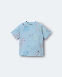 Toddler 'Let's Play' Raglan Relaxed Tee - Blue