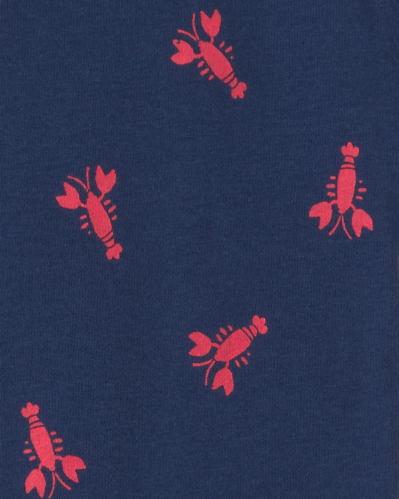 Toddler Boy Lobster 100% Cotton Snug Fit 1-Piece Pyjama Set - Blue