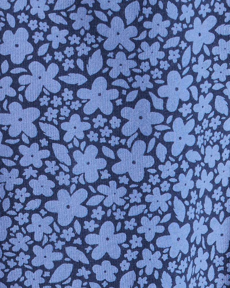 Girls Cotton Floral Stretch Flare Leggings - Purple