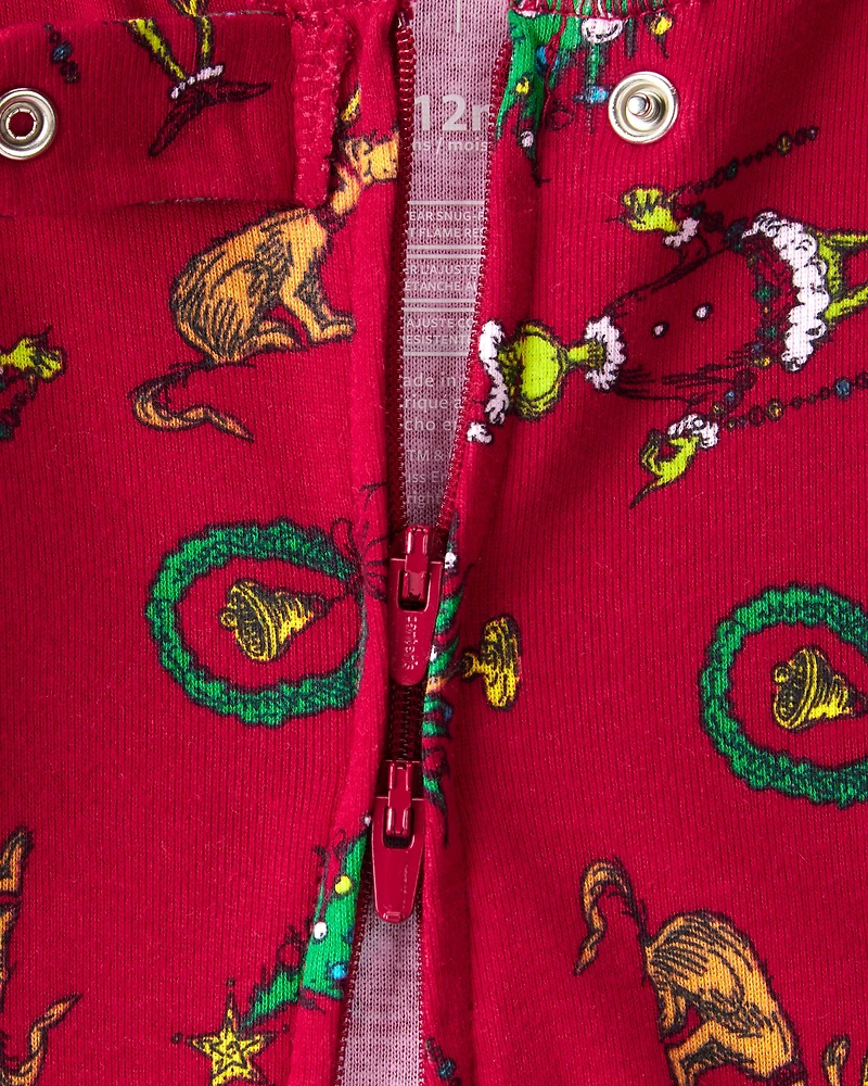 Baby Dr. Seuss™ The Grinch Print 100% Cotton Long-Sleeve Snug Fit 1-Piece pyjamas - Red