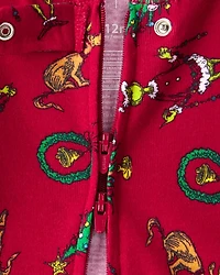 Baby Dr. Seuss™ The Grinch Print 100% Cotton Long-Sleeve Snug Fit 1-Piece pyjamas - Red