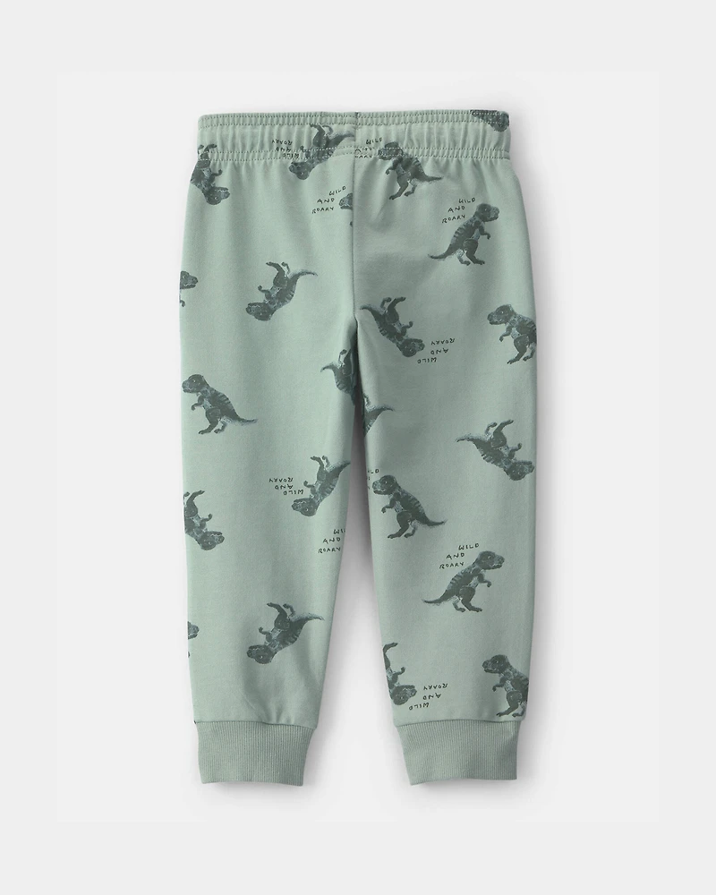 Toddler Boy Dinosaur French Terry Jogger - Green