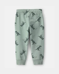 Toddler Boy Dinosaur French Terry Jogger - Green